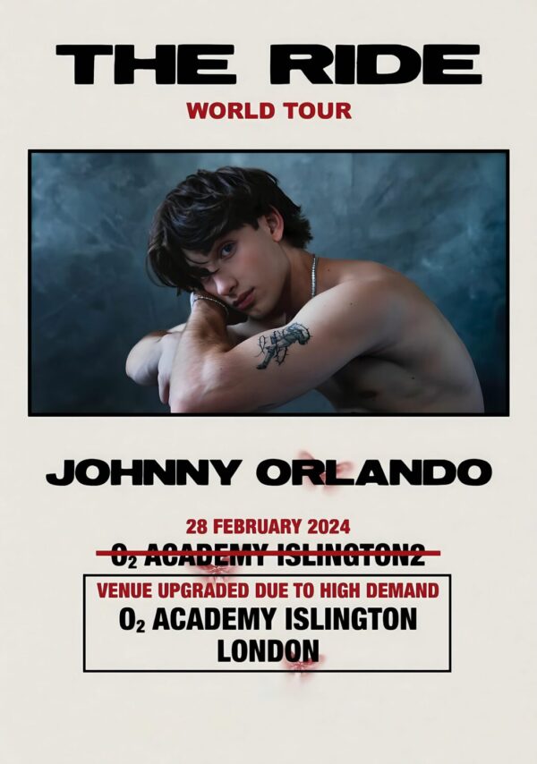 JOHNNY ORLANDO The Ride World Tour: LONDON O2 Islington Academy - 28 February 2024 Poster