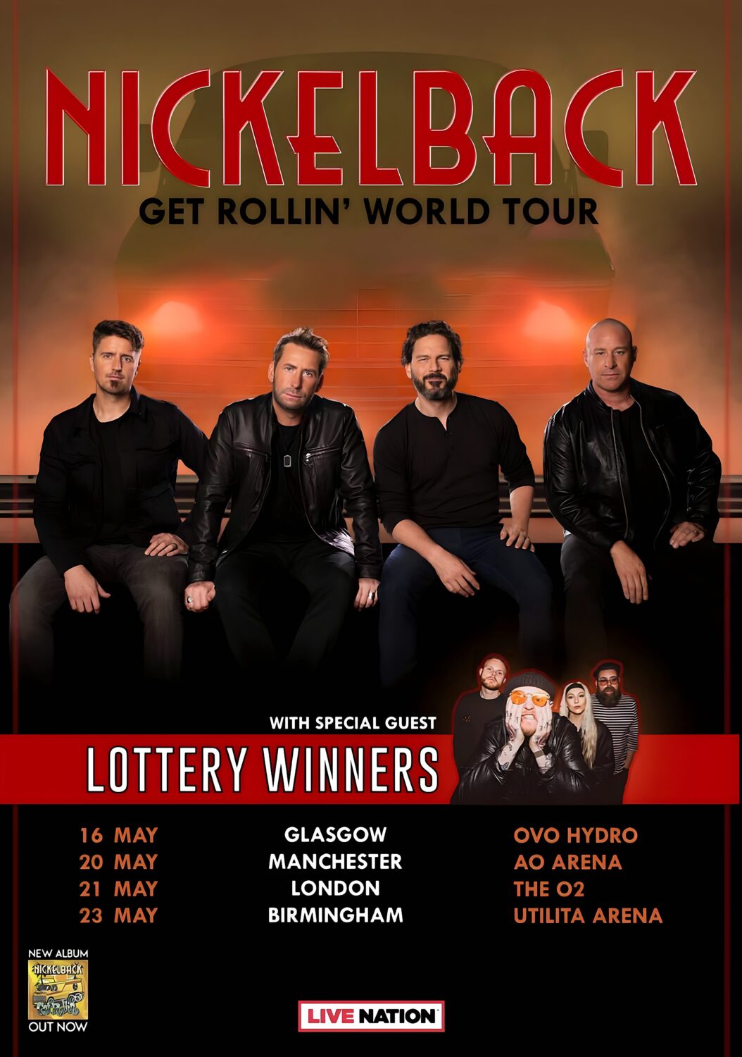 NICKELBACK Get Rollin’ 2024 UK Tour Poster