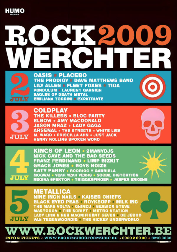 ROCK WERCHTER FESTIVAL 2009 Line Up Poster Print