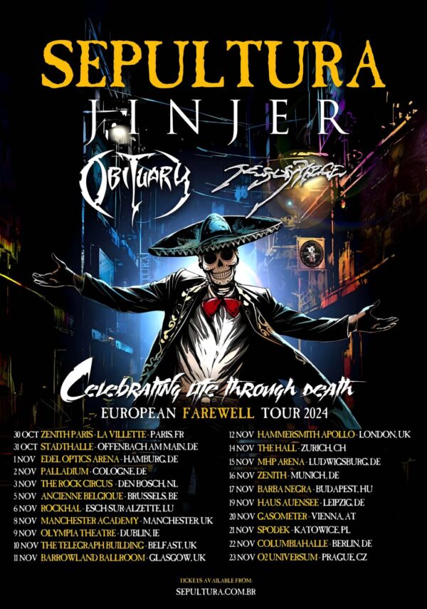 SEPULTURA Celebrating Life Through Death 2024 European Farewell Tour Poster