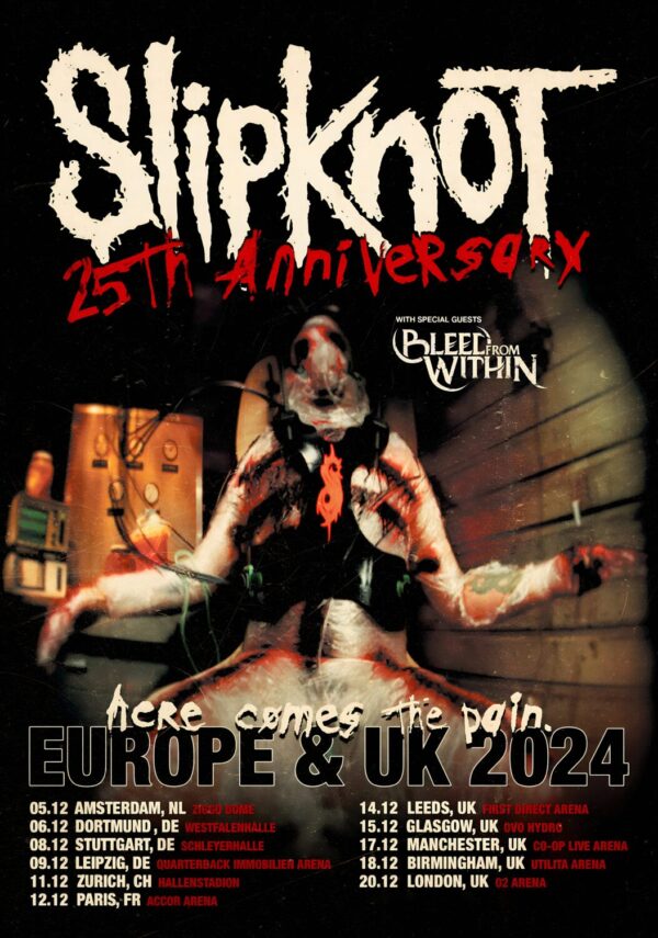 SLIPKNOT 25th Anniversary Tour 2024 Europe & UK Poster