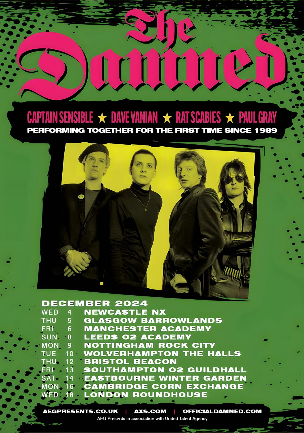 THE DAMNED (band) Darkadelic 2024 Reunion UK Tour Poster