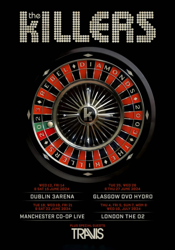 THE KILLERS Rebel Diamonds 2024 UK & Ireland Tour Poster