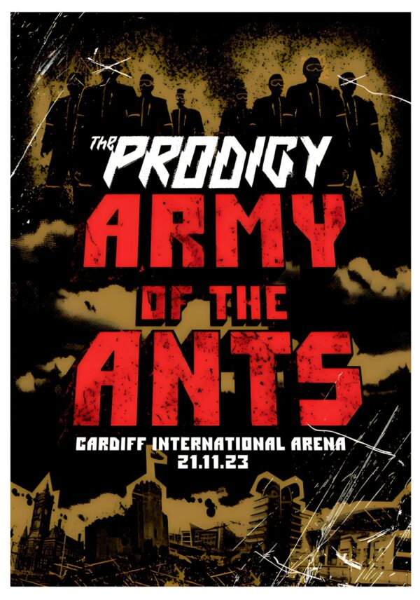 THE PRODIGY Army Of The Ants 2023 UK Tour: CARDIFF International Arena - 21 November 2023 Poster Print