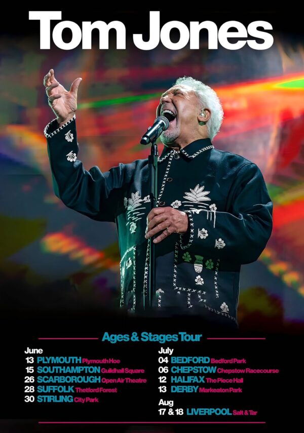 TOM JONES Ages & Stages 2024 UK Summer Tour Poster