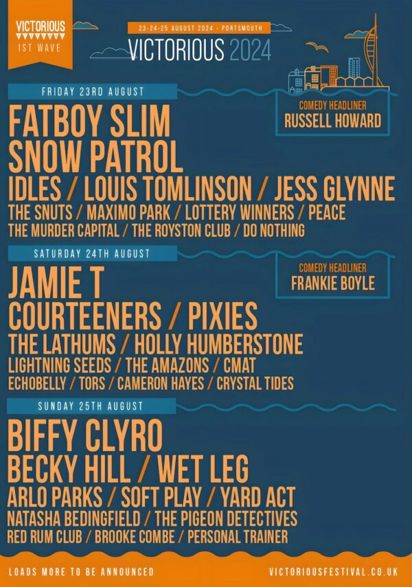 VICTORIOUS FESTIVAL 2024 Fatboy Slim - Jamie T - Biffy Clyro Line Up Poster