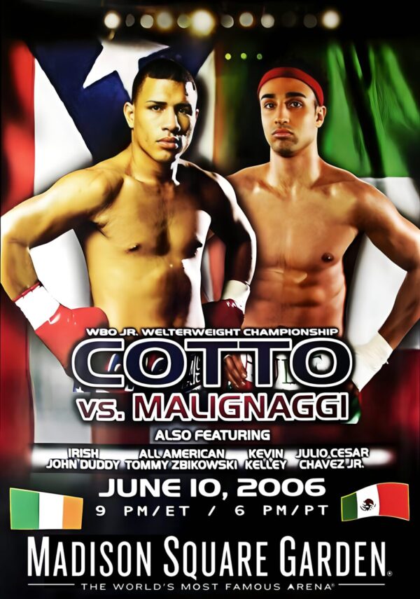 MIGUEL COTTO vs. PAULIE MALIGNAGGI Boxing Fight Poster Print