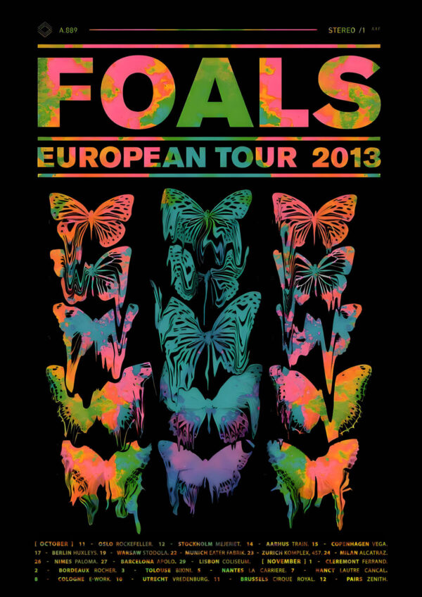 FOALS Neon Butterfly - Holy Fire 2013 European Tour Poster Print