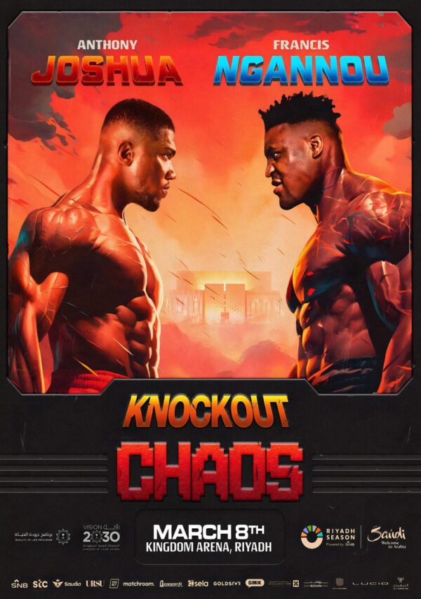 ANTHONY JOSHUA vs. FRANCIS NGANNOU Knockout Chaos 2024 Boxing Fight Poster Print