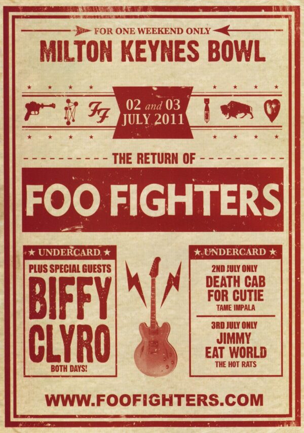 FOO FIGHTERS Wasted Light 2011 Tour - Milton Keynes Bowl - 2 & 3 July 2011 Poster Print