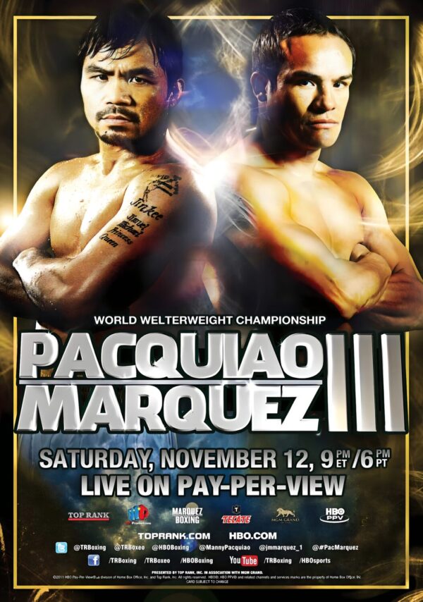 MANNY PACQUIAO vs. JUAN MANUEL MARQUEZ 3 Boxing Fight Poster Print
