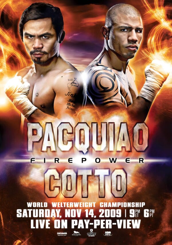 MANNY PACQUIAO vs. MIGUEL COTTO Boxing Fight Poster Print
