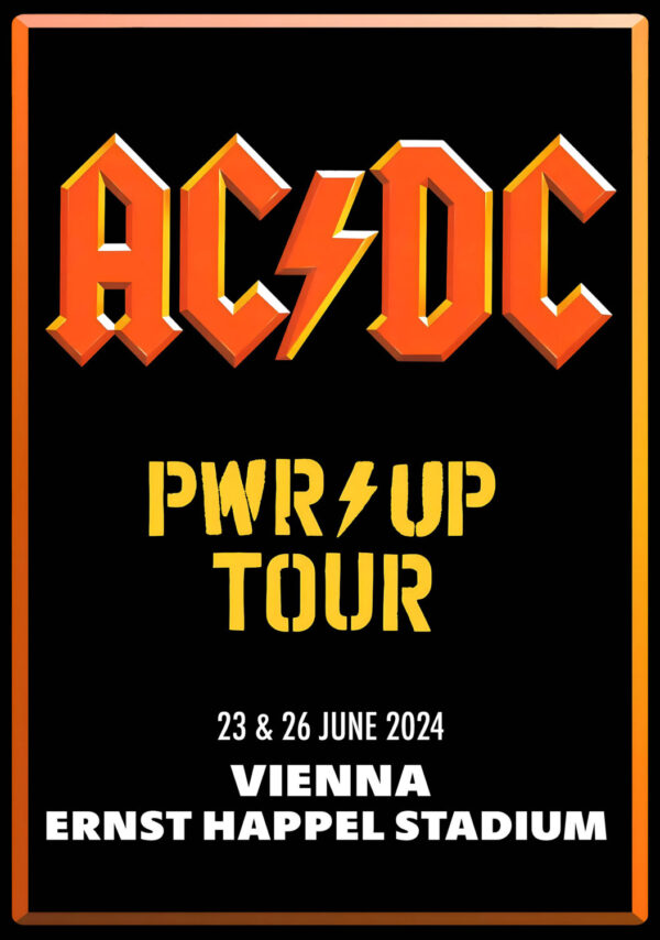 AC/DC Power Up 2024 European Tour: VIENNA, Austria, Ernst Happel Stadium Poster