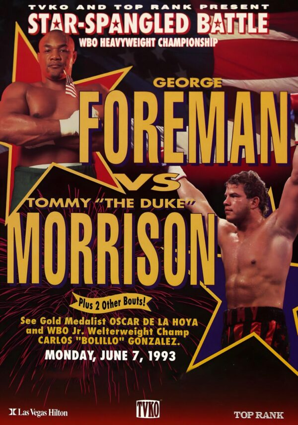 GEORGE FOREMAN vs. TOMMY MORRISON Star Spangled Battle 1993 Heavyweight Boxing Fight Poster