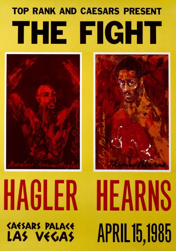 MARVIN HAGLER vs. TOMMY HITMAN HEARNS Caesars Palace 1985 Boxing Fight Poster