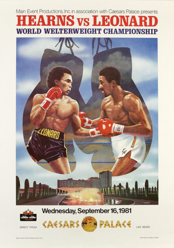 TOMMY HEARNS vs. SUGAR RAY LEONARD Welterweight Championship 1981 Boxing Fight Poster