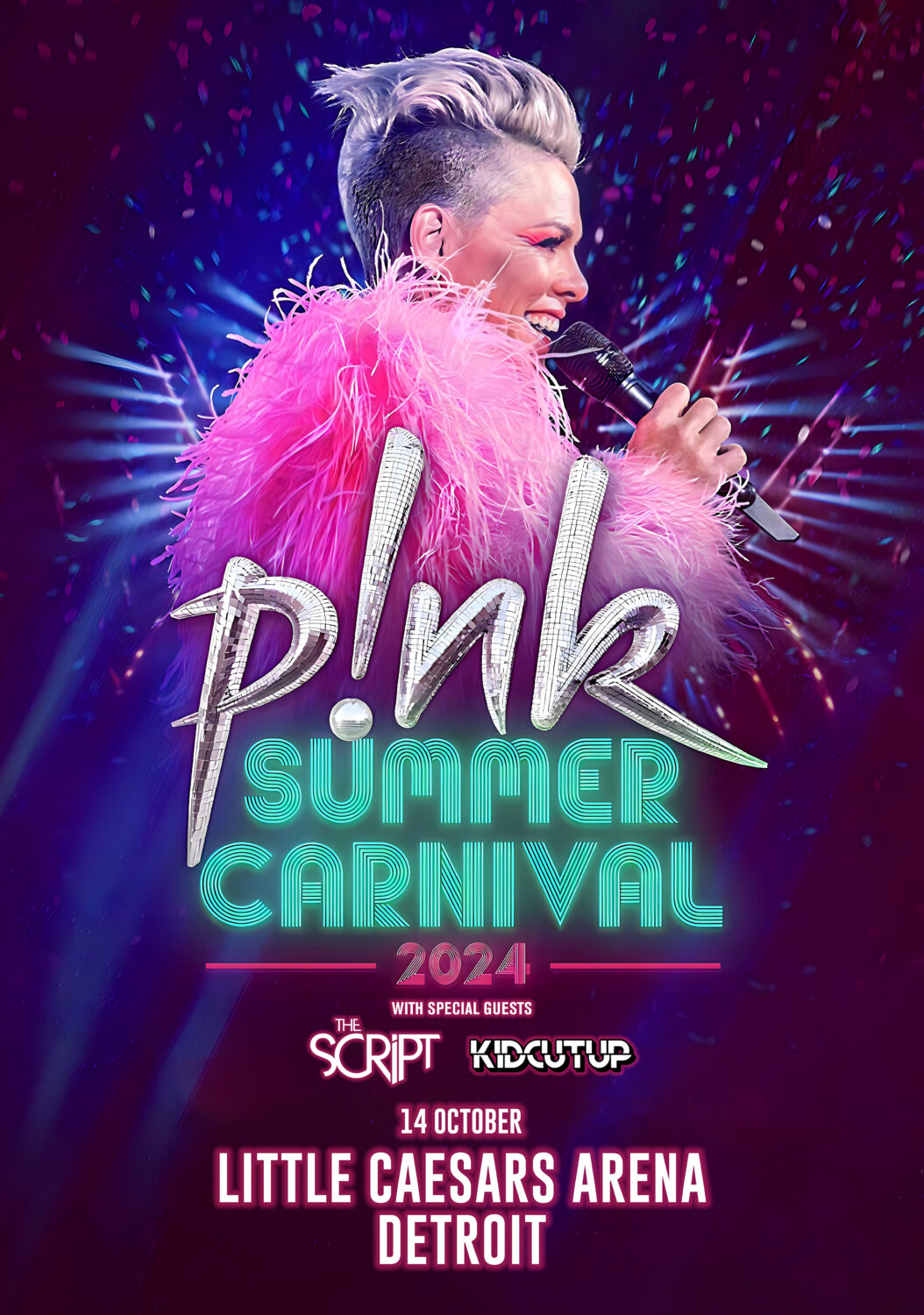 P!NK (Pink) Summer Carnival 2025 Tour DETROIT Poster