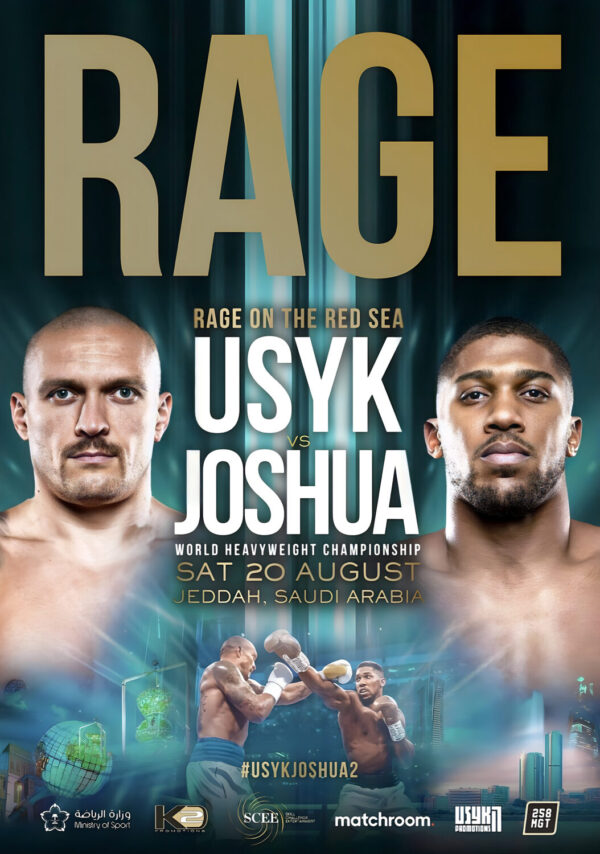OLEKSANDR USYK vs. ANTHONY JOSHUA II Rage Heavyweight Rematch 2022 Boxing Fight Poster