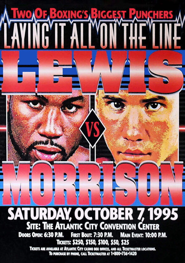 LENNOX LEWIS vs. TOMMY MORRISON Heavyweight 1995 Boxing Fight Poster