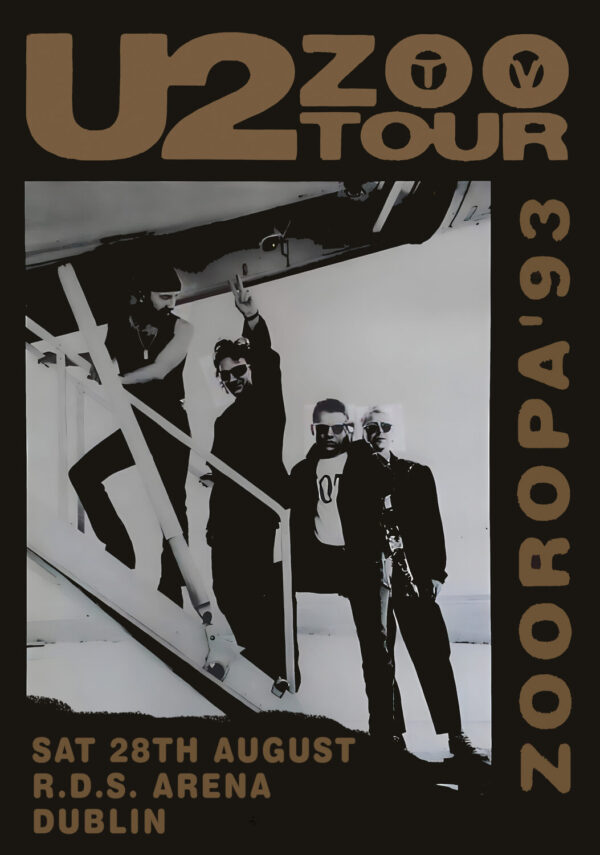 U2 Zoo TV Europa World Tour: DUBLIN R.D.S. Arena 1993 Tour Poster Print