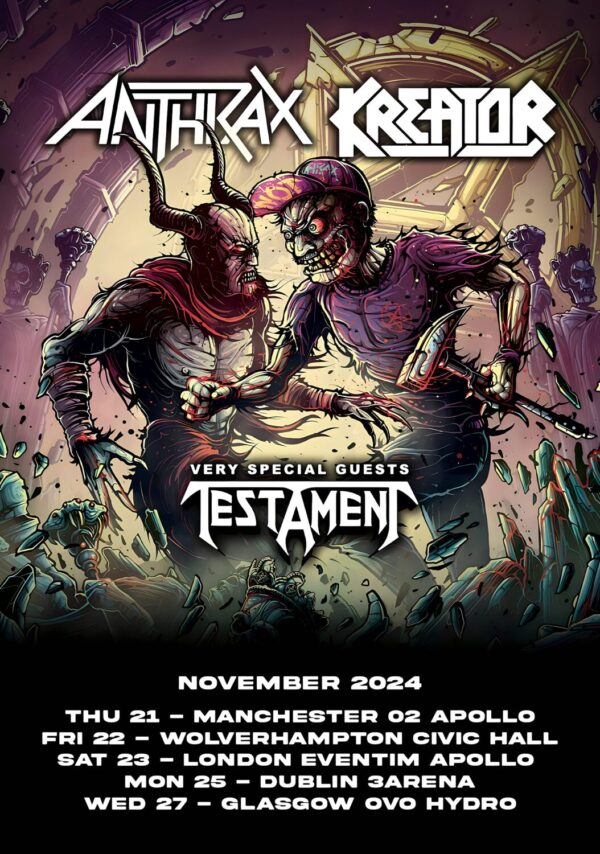 ANTHRAX - KREATOR 2024 November UK Tour Poster