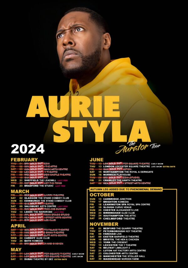 AURIE STYLA (Comedian) The Aurator 2024 UK Tour Poster