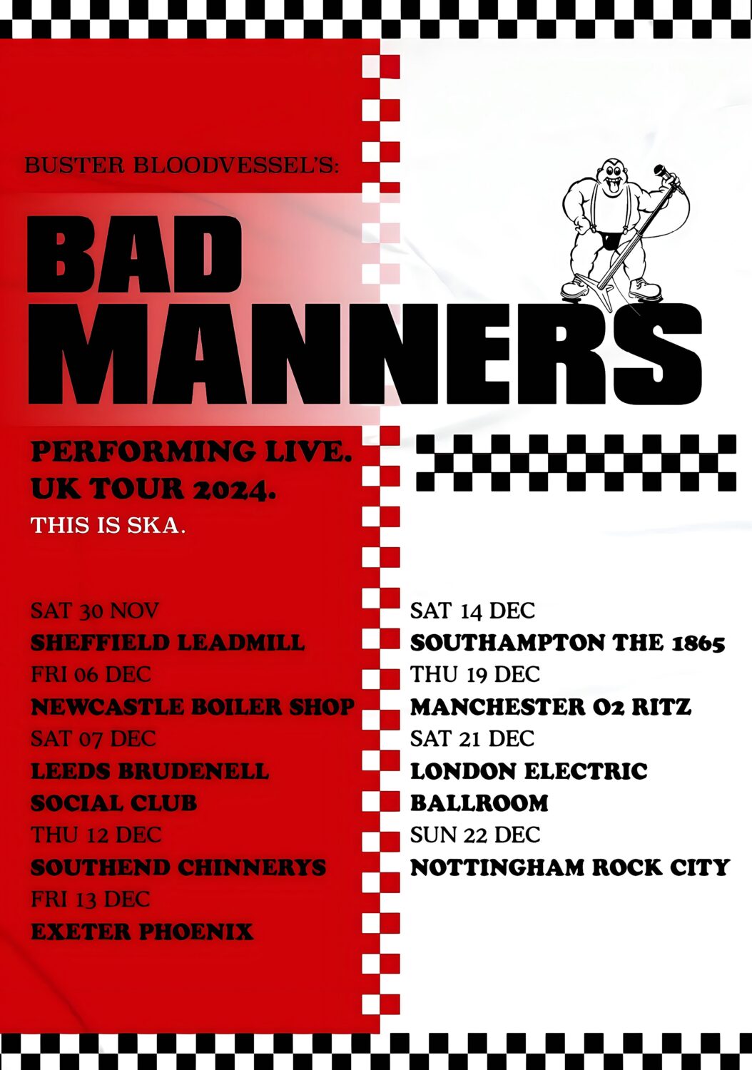 BAD MANNERS (band) This Is Ska 2024 UK Tour Poster