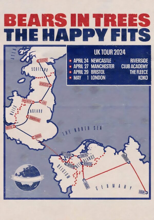 BEARS IN TREES The Happy Fits 2024 UK Tour Poster