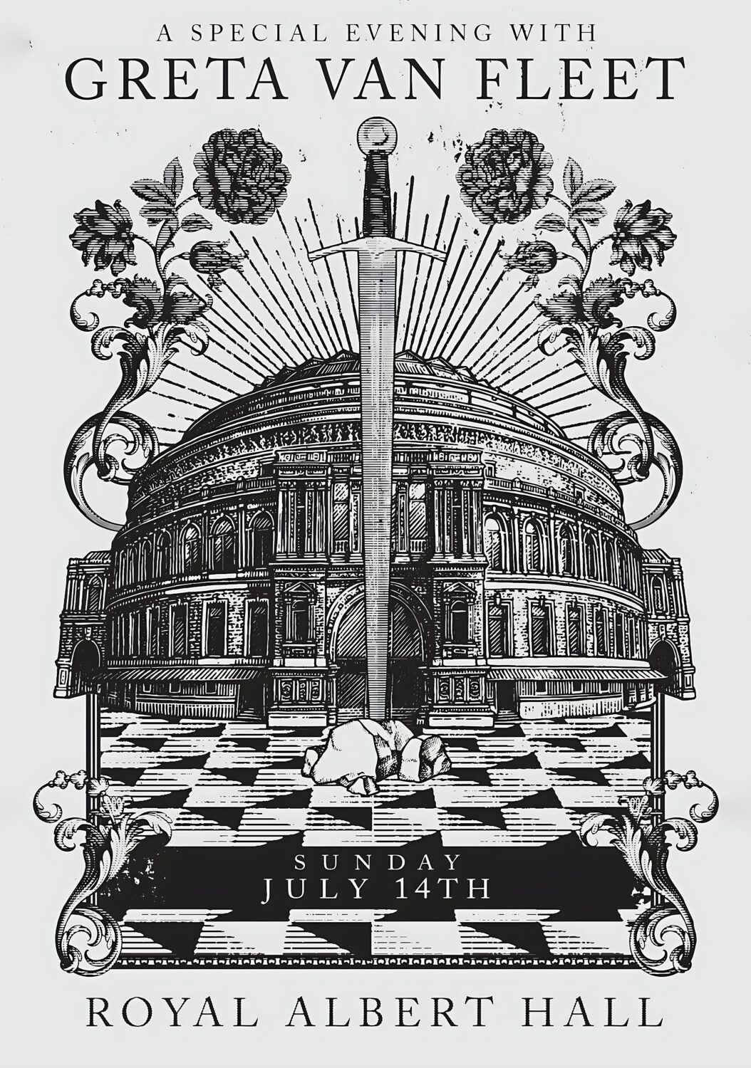 GRETA VAN FLEET 2024 Tour LONDON Royal Albert Hall Poster