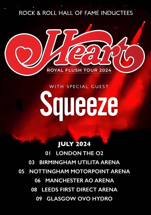 HEART (band) Royal Flush 2024 UK Arena Tour Poster