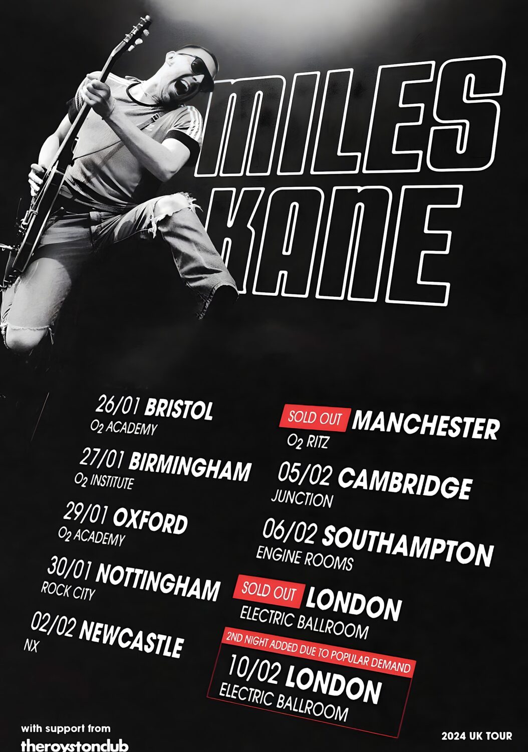 MILES KANE One Man Band 2024 UK Tour Poster