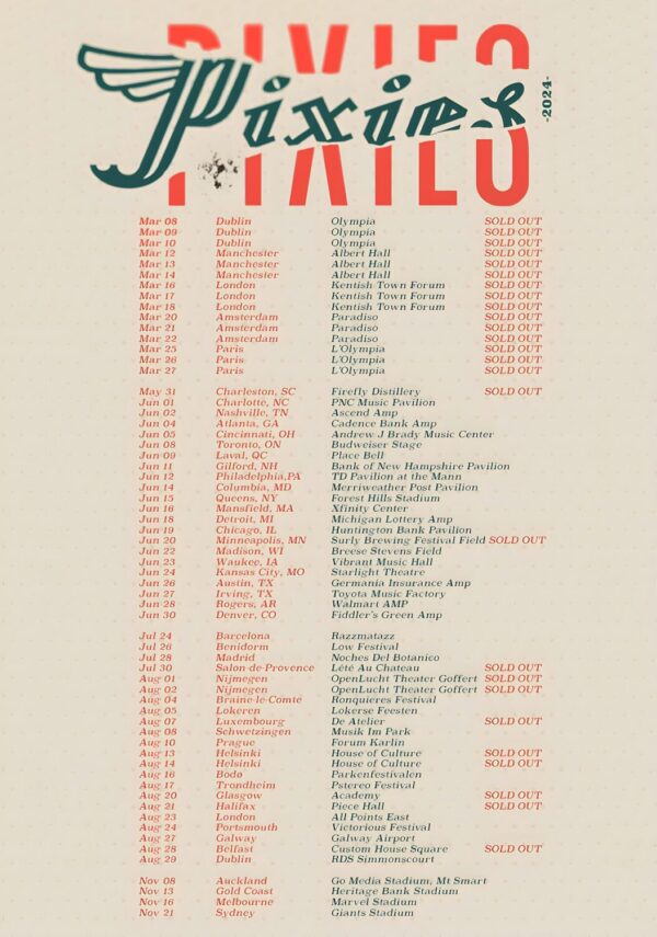 PIXIES Bossanova x Trompe Le Monde 2024 World Tour Poster