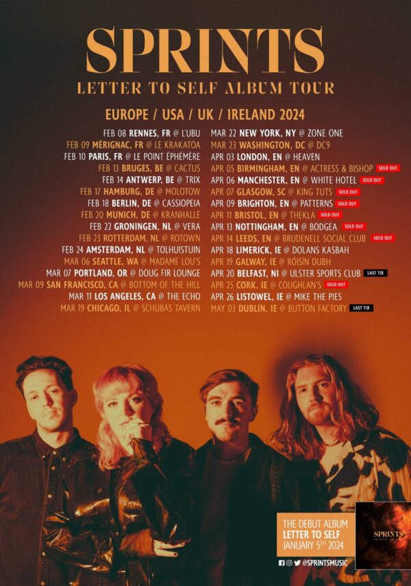 SPRINTS (band) Letter To Self UK & Ireland 2024 Tour Poster Print
