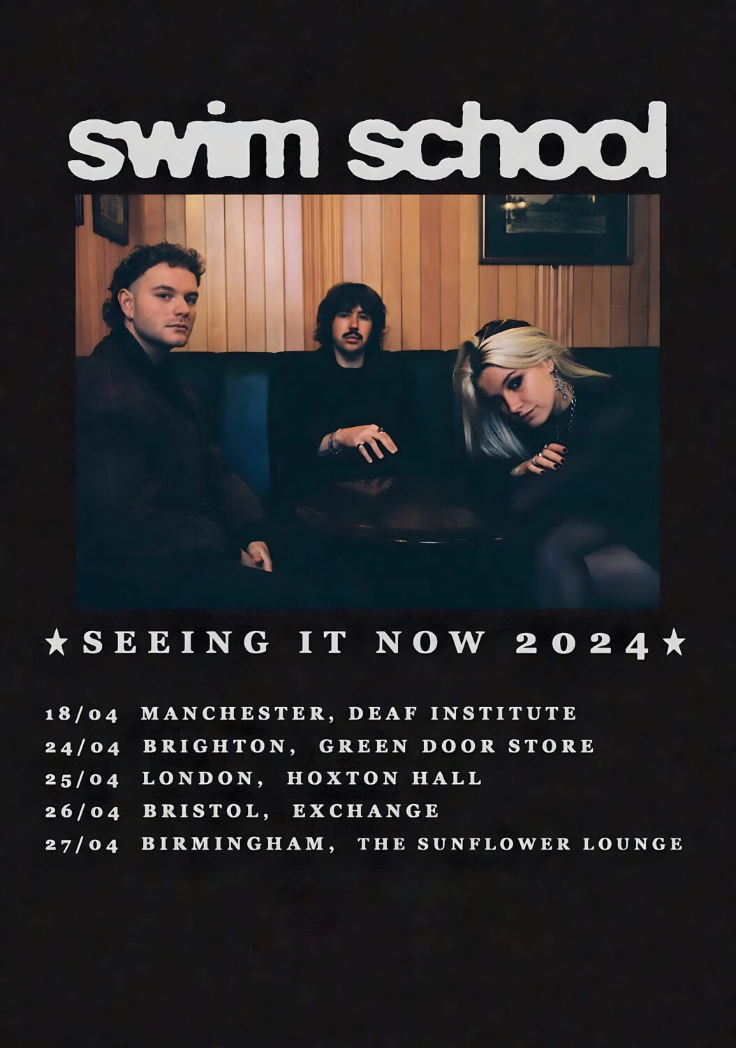 SWIM SCHOOL Seeing It Now 2024 UK Tour Poster