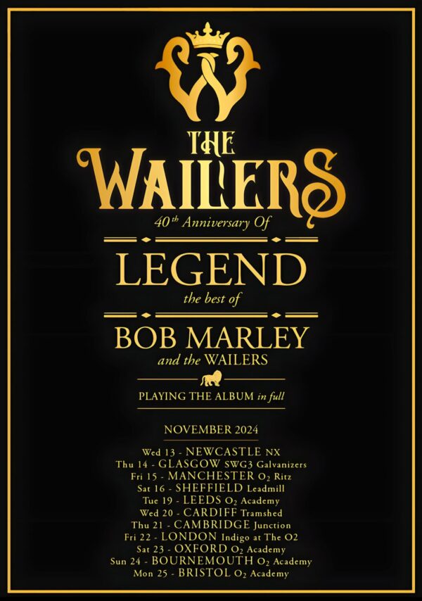 THE WAILERS Bob Marley November 2024 UK Tour Poster