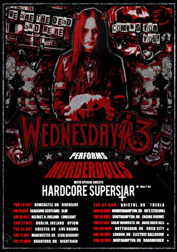 WEDNESDAY 13 Performs Murderdolls 2024 UK Tour Poster Print