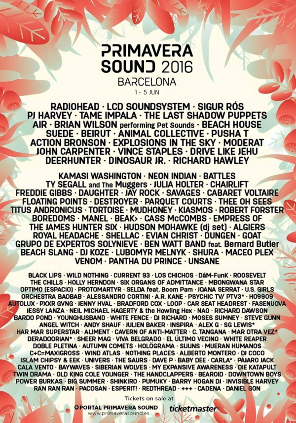 PRIMAVERA SOUND Festival Line Up 2016 Poster Print