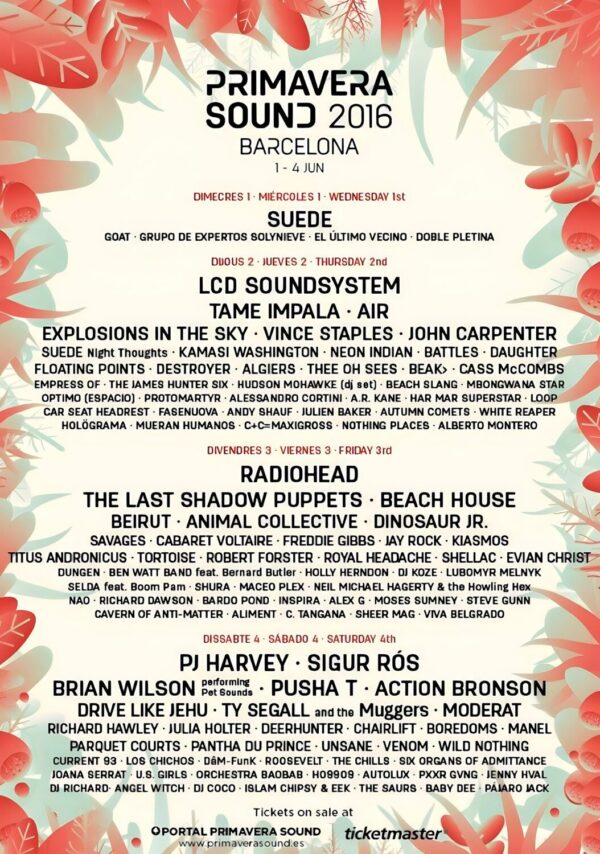 PRIMAVERA SOUND Festival Line Up 2016 Poster Print
