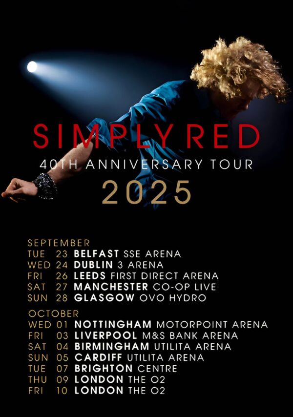 T-shirt Simply Red 40th Anniversary Tour 2025 - Taille S à 5XL Personnalisable
