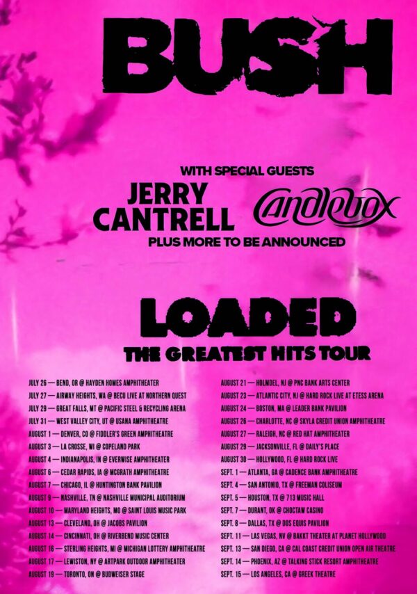 BUSH (band) Loaded: The Greatest Hits 2024 North America Tour Poster