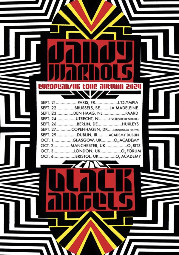 DANDY WARHOLS - THE BLACK ANGELS European & UK 2024 Tour Poster Print