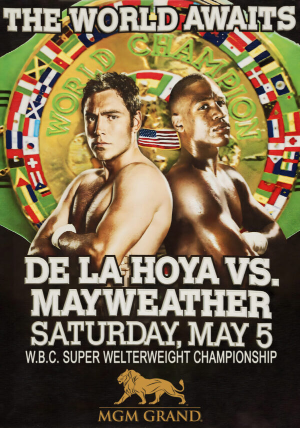 OSCAR DE LA HOYA vs. FLOYD MAYWEATHER The World Awaits 2007 Las Vegas Boxing Fight Poster