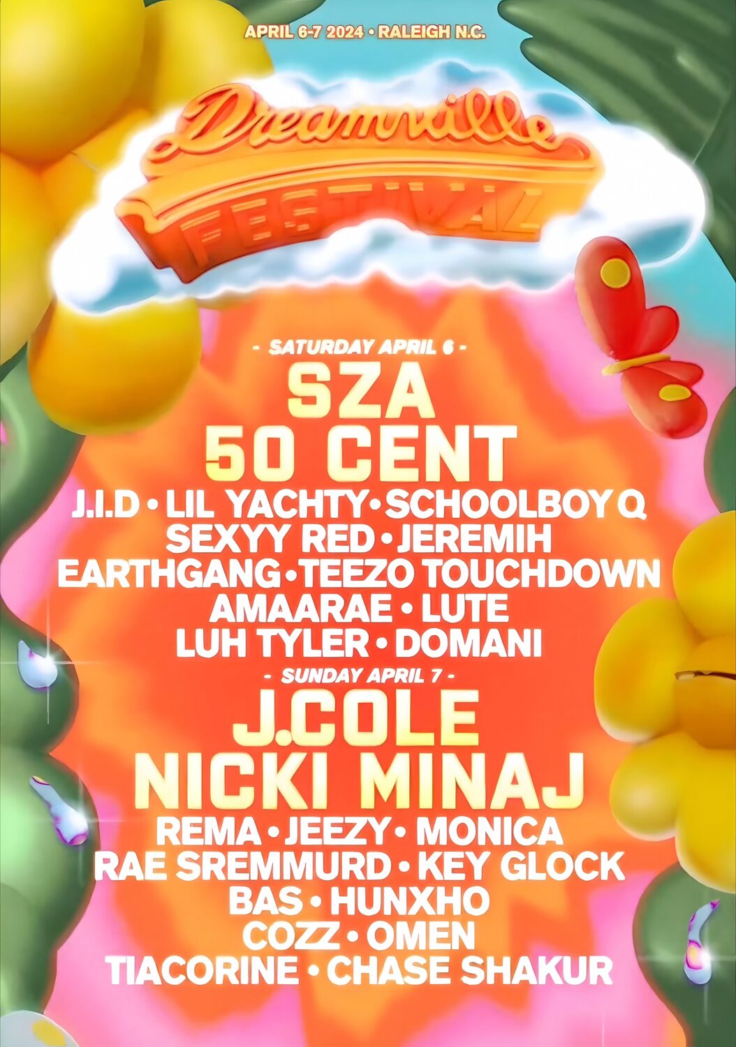 DREAMVILLE 2024 Festival SZA J.Cole 50 Cent Nicki Minaj Line Up