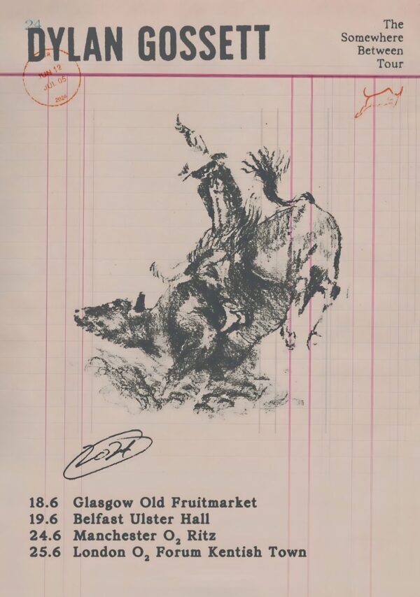 DYLAN GOSSETT The Somewhere Between 2024 UK Tour Poster