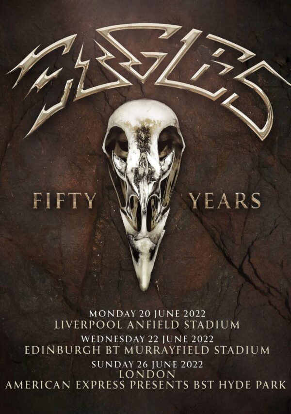 EAGLES (band) Fifty Years 2022 UK Stadium Tour Poster