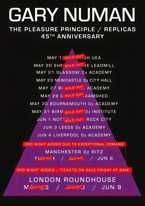 GARY NUMAN The Pleasure Principle / Replicas 45th Anniversary 2024 UK Tour Poster Print