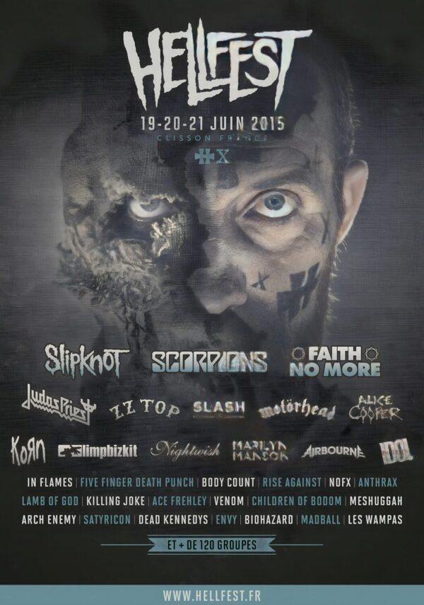 HELLFEST 2015 - Slipknot - Scorpions - Faith No More Festival Line Up Poster Print