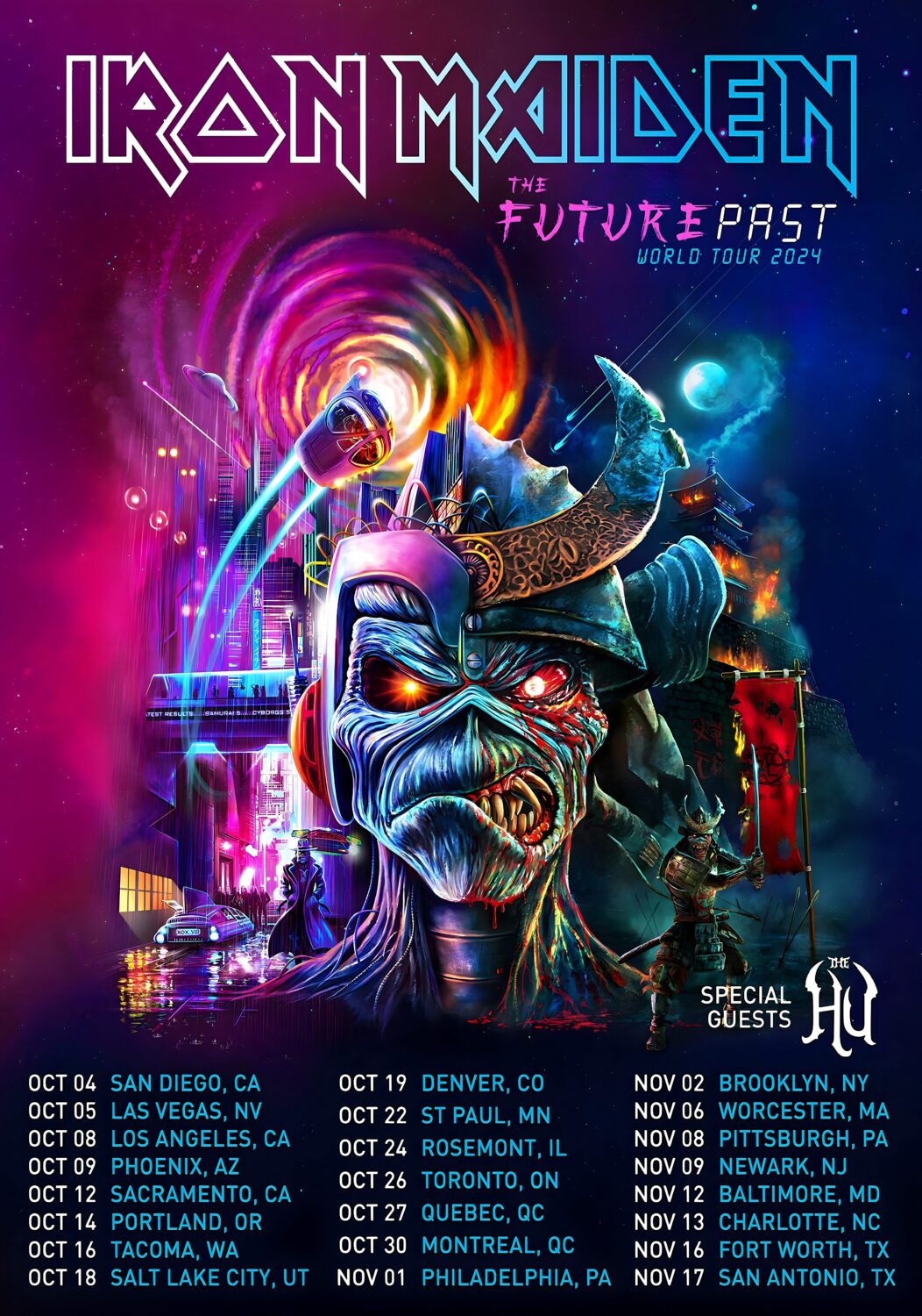 IRON MAIDEN The Future Past 2024 North American Tour Poster