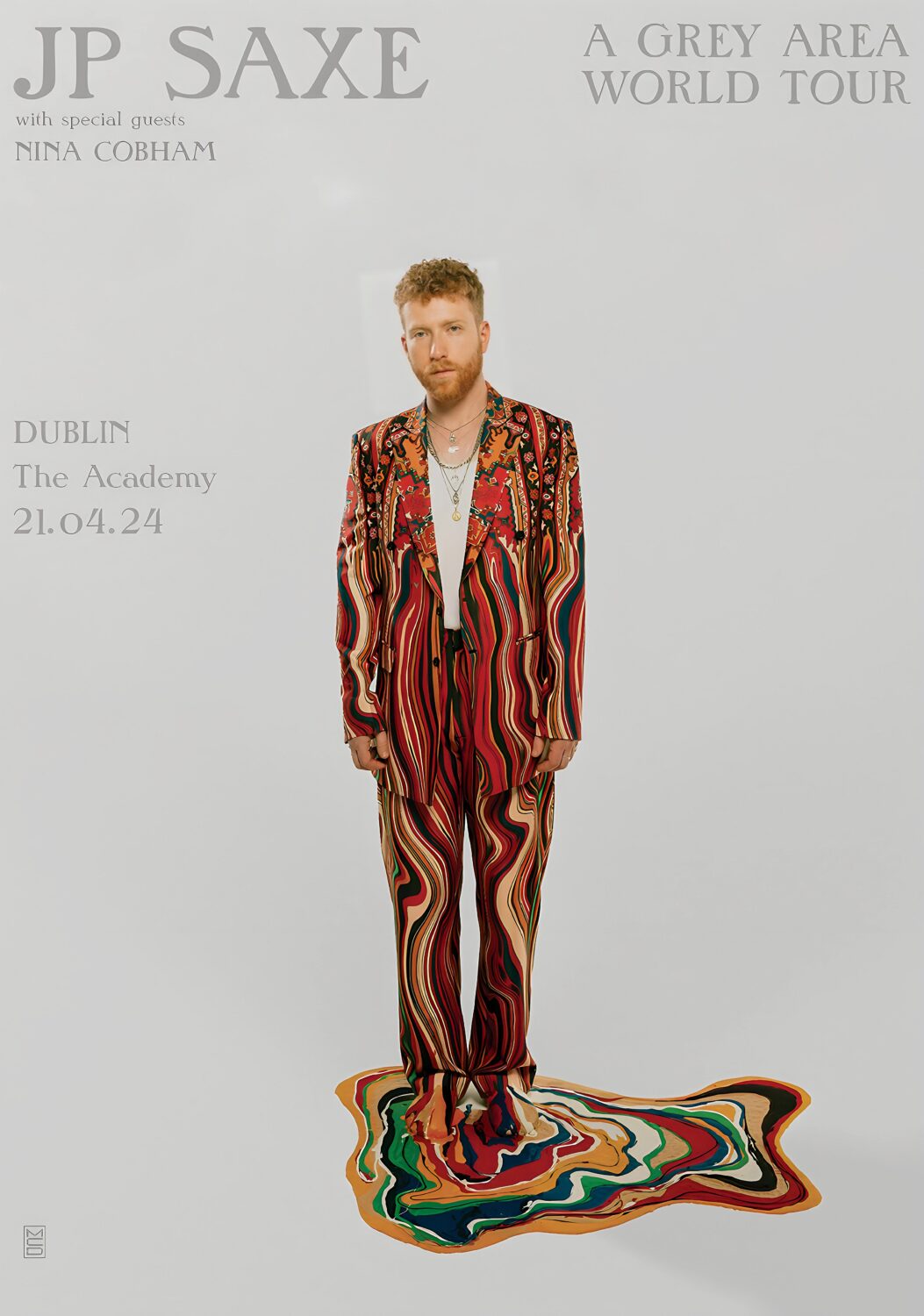 JP SAXE A Grey Area 2024 World Tour: DUBLIN Poster