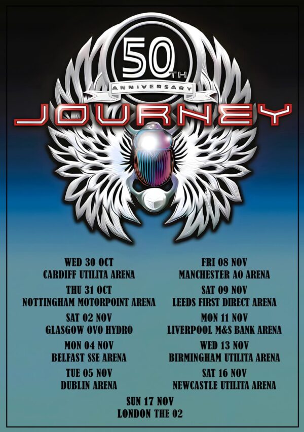 JOURNEY (band) 50th Anniversary 2024 UK Tour Poster